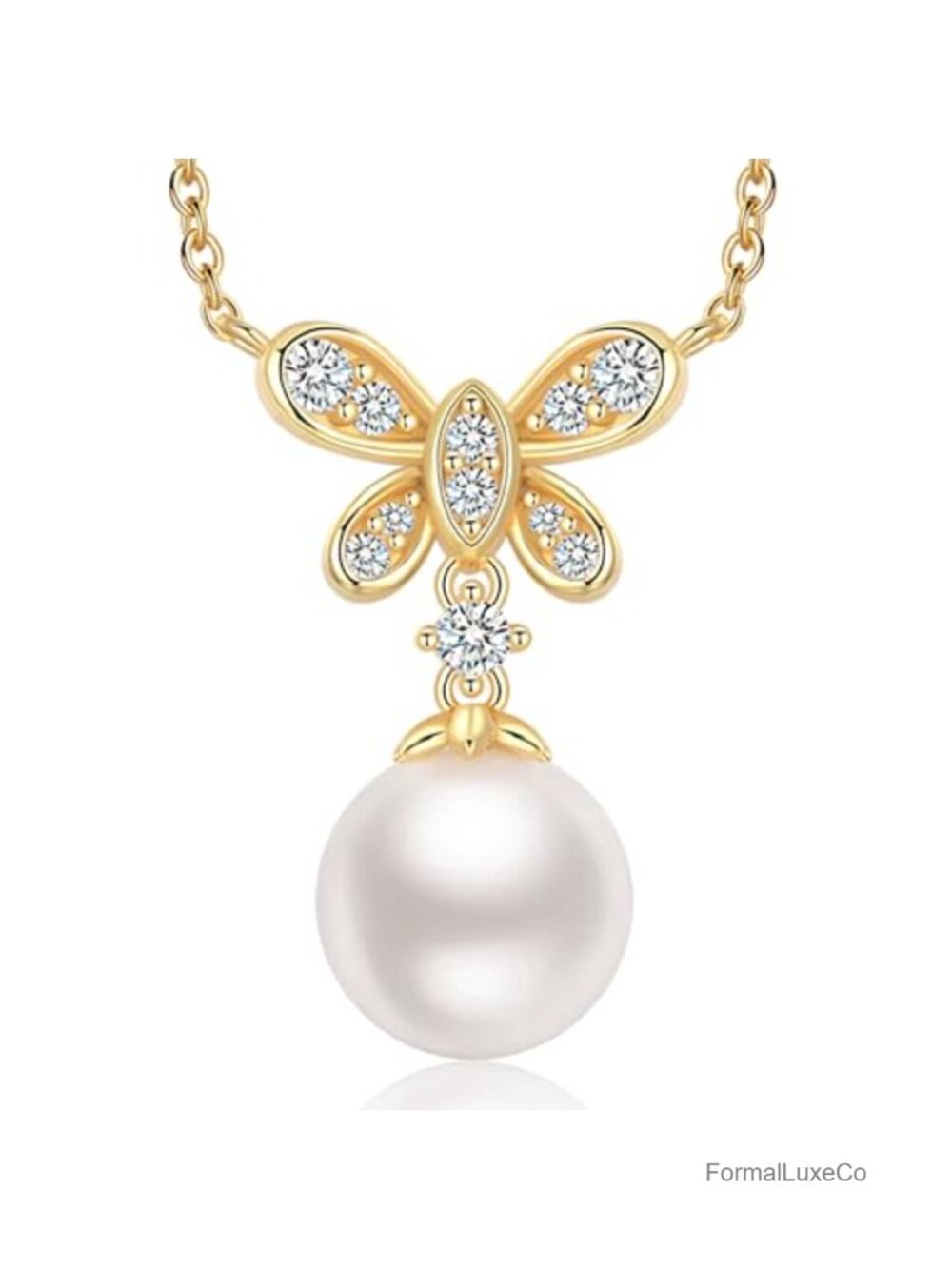 925 Sterling Silver 18K Gold Plated Freshwater Pearl Necklace for Women